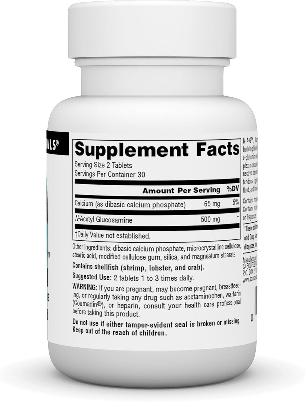 Source Naturals N-A-G N-Acetil Glucosamina 250 mg – 60 Tabletas