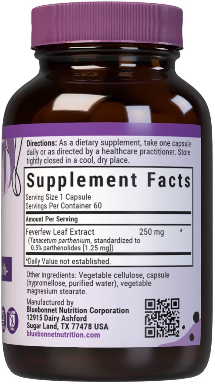 BlueBonnet Nutrition - Feverfew Leaf Extract, 60 Vegetable Capsules
