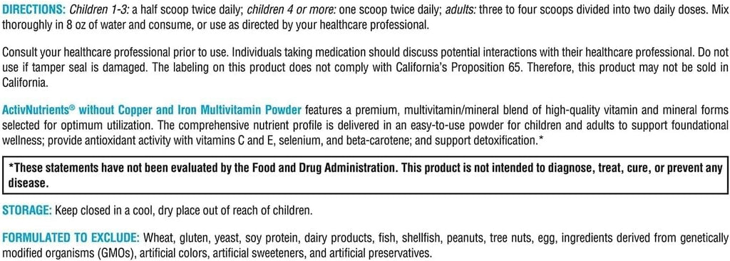XYMOGEN ActivNutrients Multivitamínico en Polvo - Sin Cobre y Sin Hierro - Sabor Fruta del Bosque - 60 Dosis