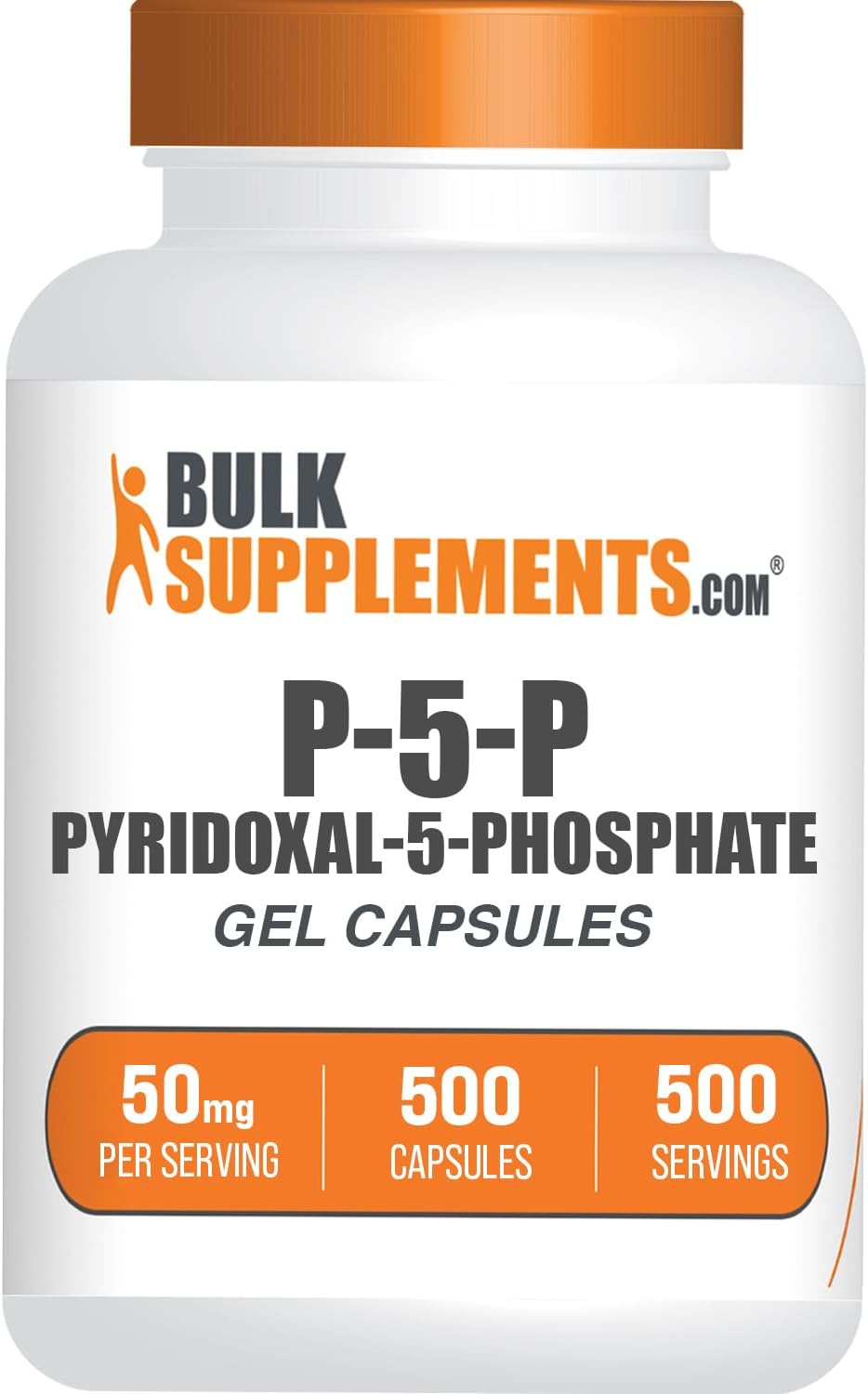 BulkSupplements Piridoxal 5-Fosfato Cápsulas – Suplemento P5P, Vitamina B6 Activa, Sin Gluten, 50 mg, 500 Unidades