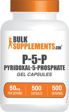 BulkSupplements Piridoxal 5-Fosfato Cápsulas – Suplemento P5P, Vitamina B6 Activa, Sin Gluten, 50 mg, 500 Unidades