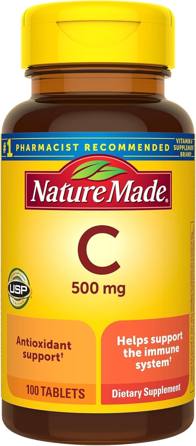 Nature Made Vitamina C 500 mg Caplets, 300 Caplets (3 Envases de 100)