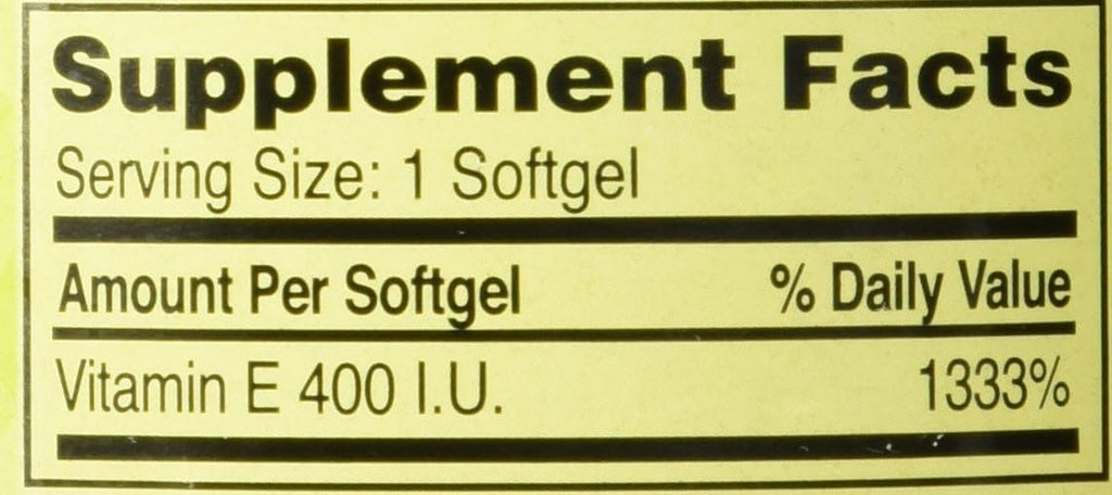 Spring Valley Vitamina E 400 UI, 500 Cápsulas Blandas