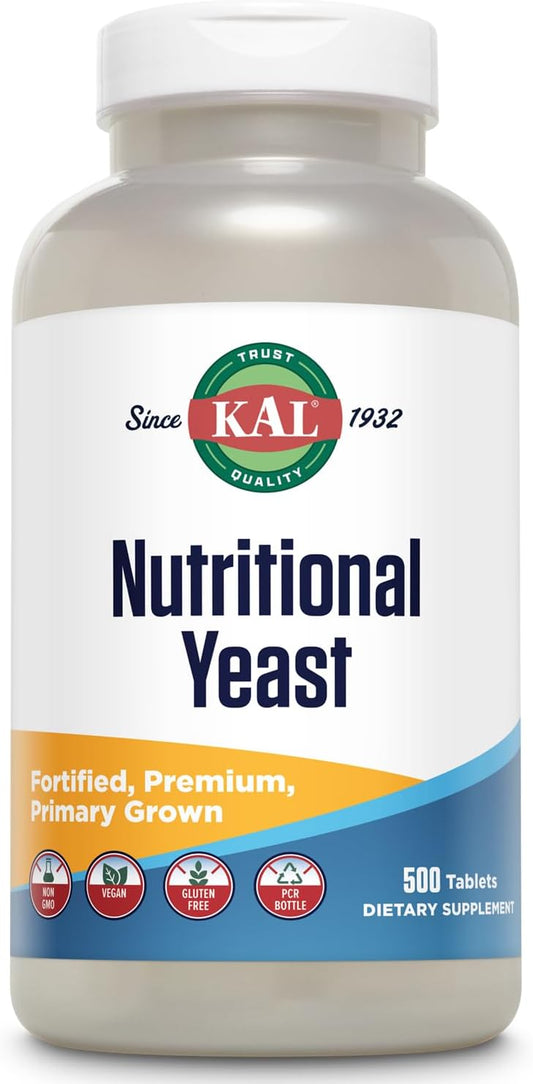 KAL Levadura Nutricional, Enriquecida con Vitaminas B, Biotina, Ácido Fólico, Aminoácidos, 500 Comprimidos