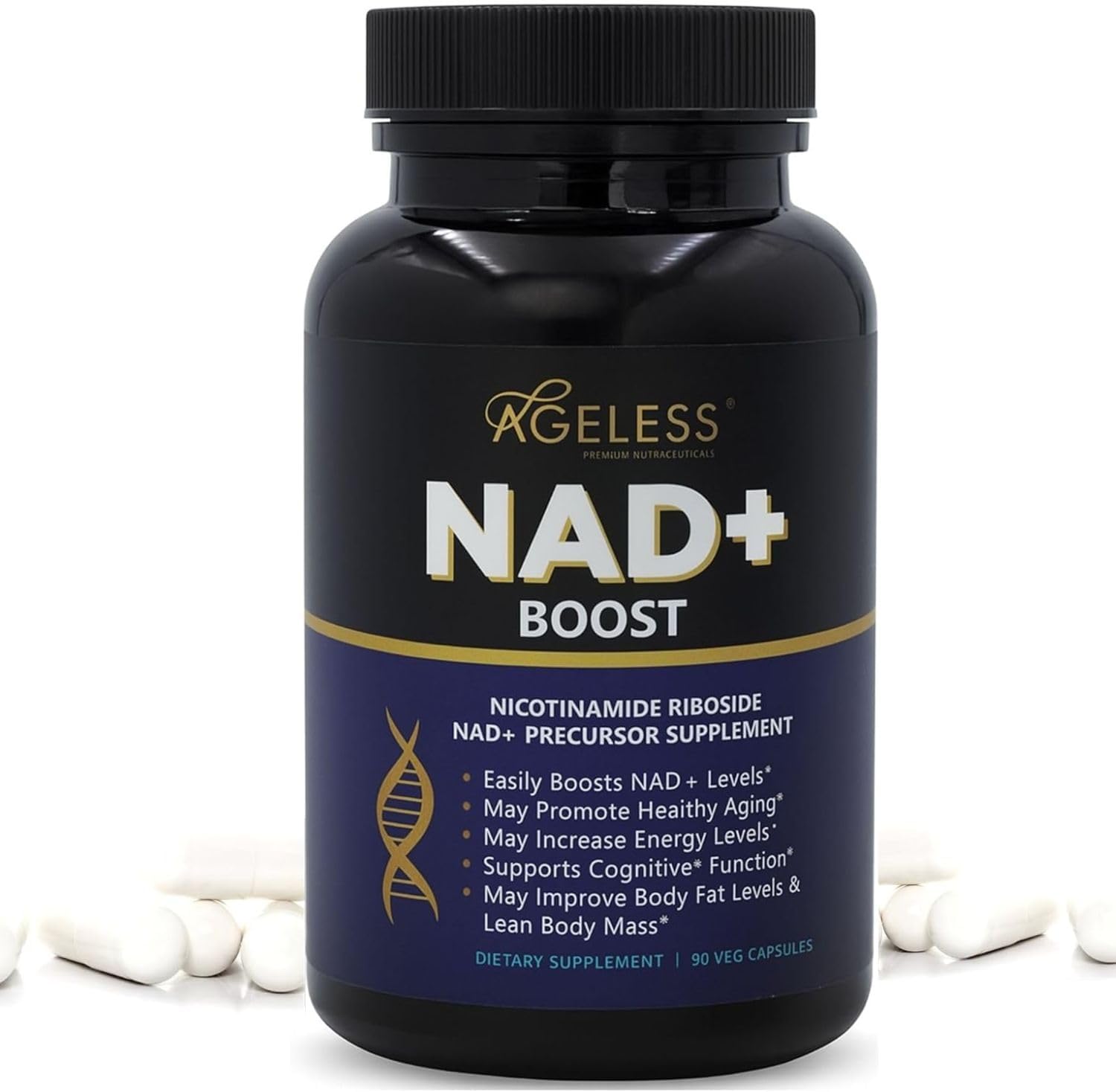 Ageless NAD+ Suplemento con Nicotinamida Ribósido para Mujeres y Hombres | 30 Cápsulas