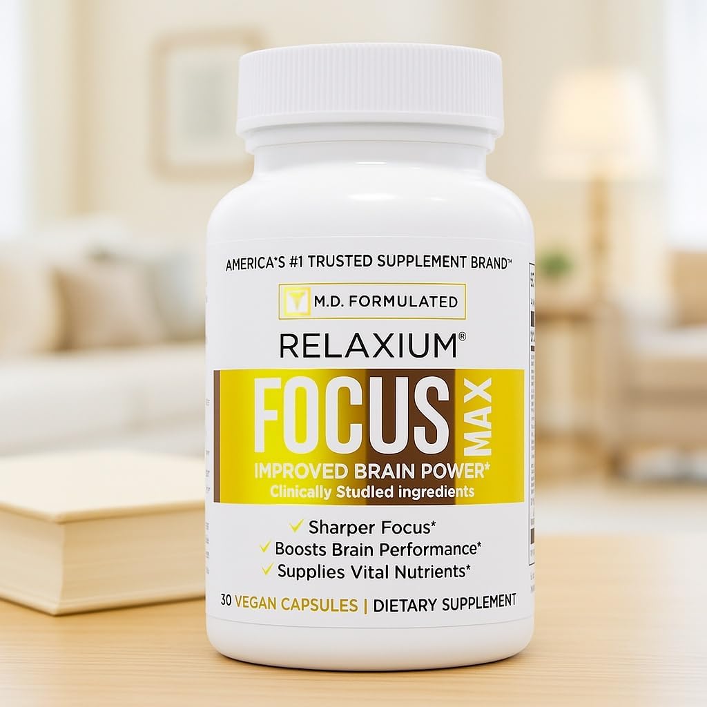 Relaxium FocusMax, Suplemento para la Salud Cerebral y el Enfoque, Apoya la Concentración, Memoria y Claridad Mental, Formulado por un Neurólogo, 30 Cápsulas Veganas