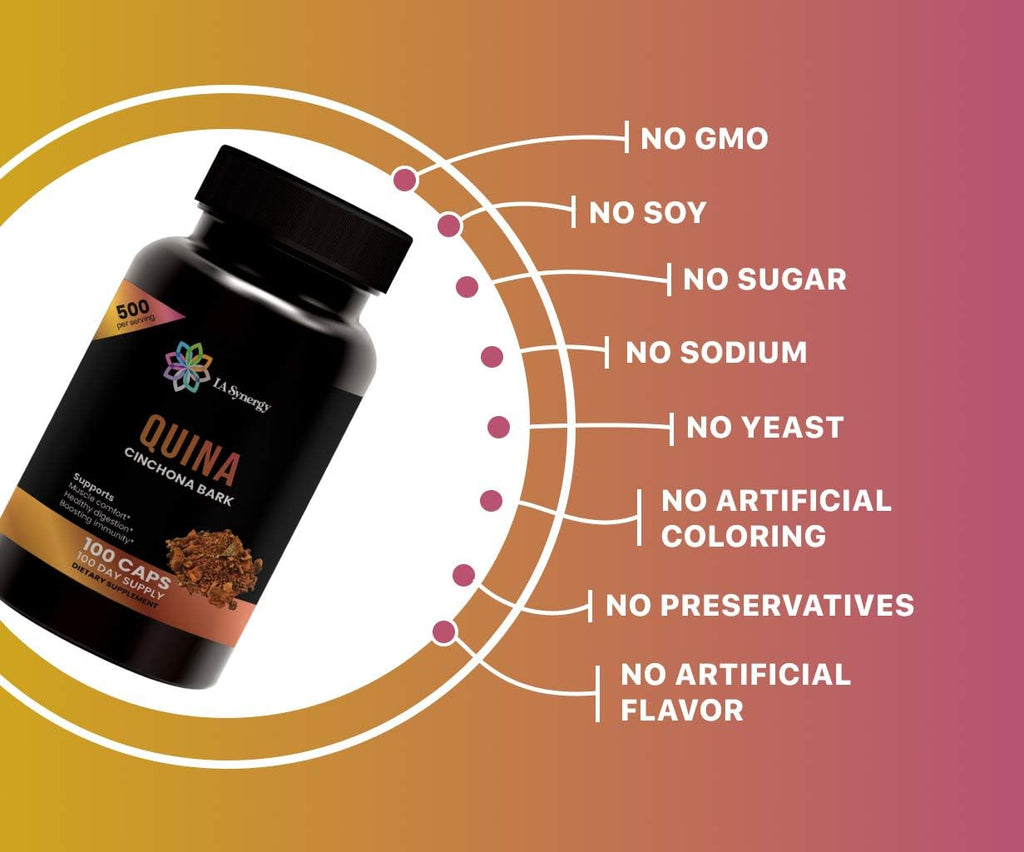 Cápsulas de Quina (Cinchona) 500mg - 100 Cápsulas Vegetales