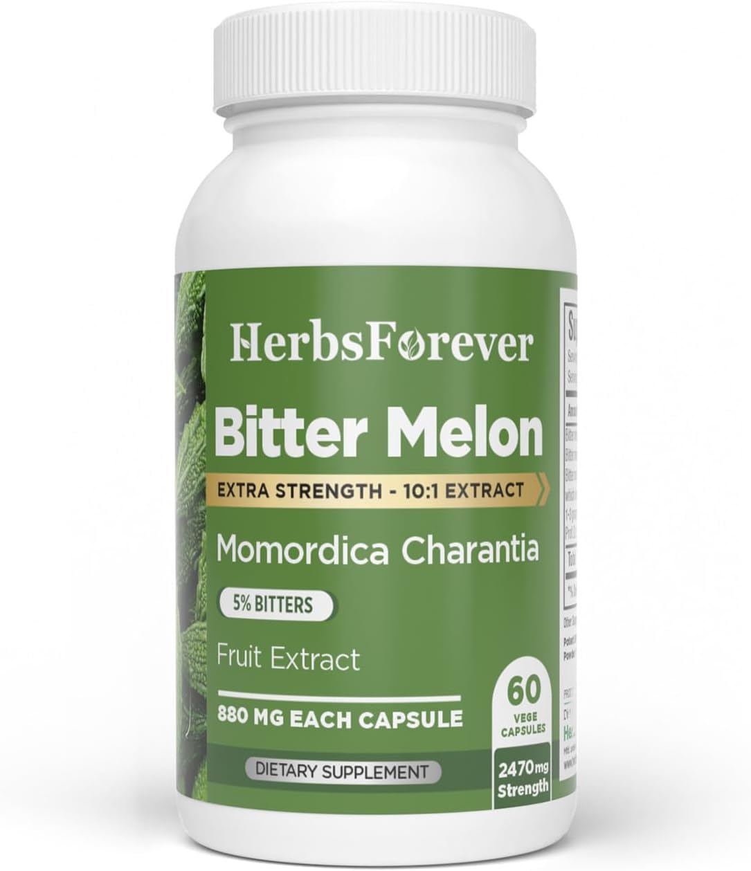 HerbsForever Melón Amargo Concentrado de Alta Potencia (10:1) - 60 Cápsulas Vegetales, 880mg
