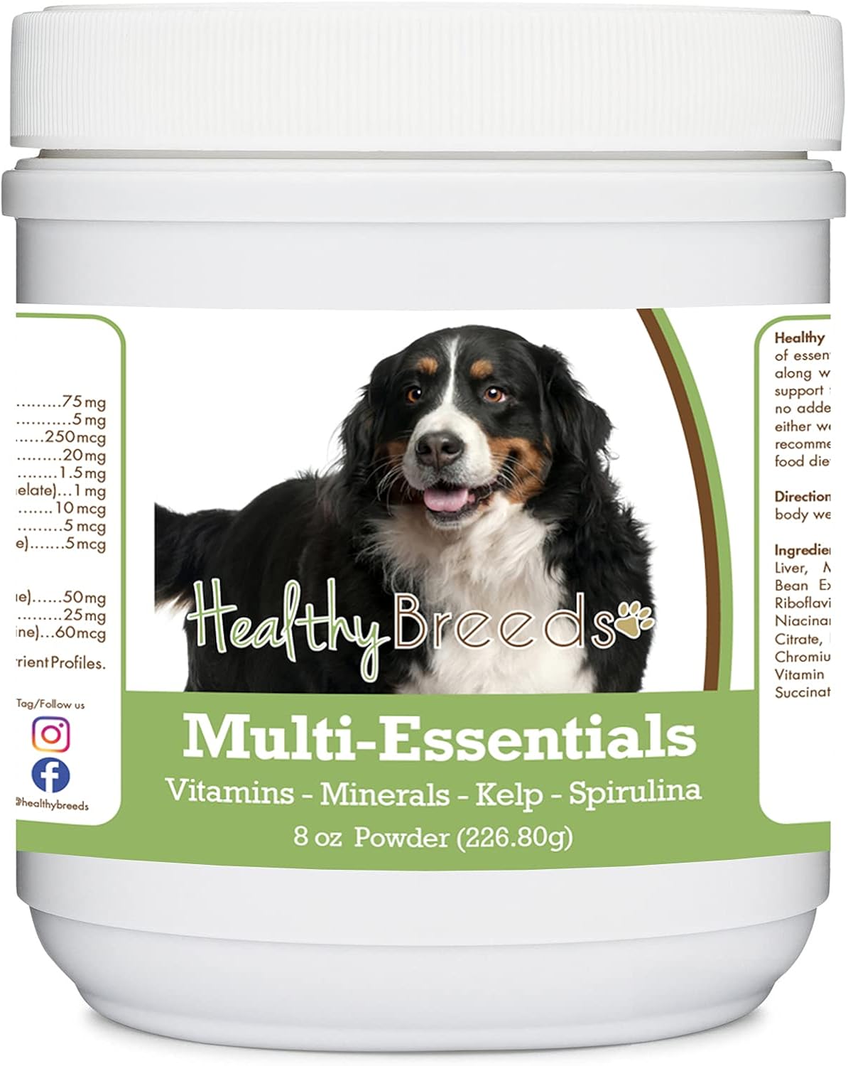 Healthy Breeds Bernese Mountain Dog Multi-Essentials Powder for Dogs - Suplemento de vitaminas, minerales y antioxidantes - 8 oz