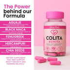 Colita Bonita – Aguaje, Black Maca & Fenugreek Pills – Natural Booty Growth & Hip Shaping Supplement – 60 Cápsulas