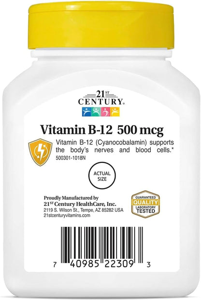 21st Century Vitamina B12 500 mcg, 220 Comprimidos (2 Envases de 110) – Image 4