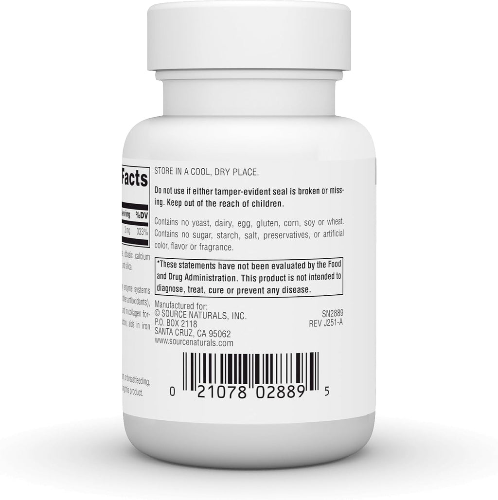 Source Naturals Cobre, 3 mg - 120 Comprimidos