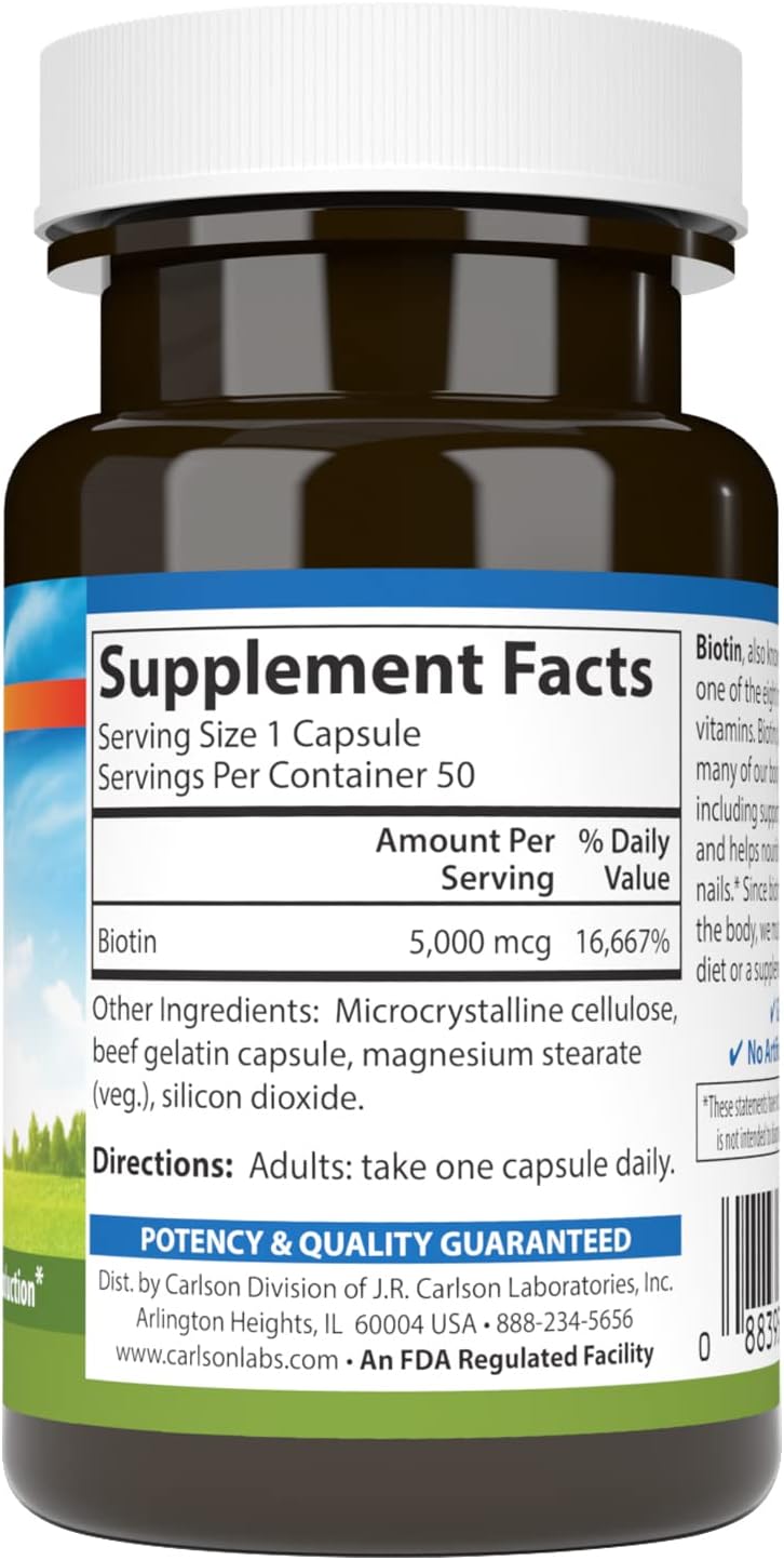 Carlson Biotina 5000 mcg - 50 Cápsulas