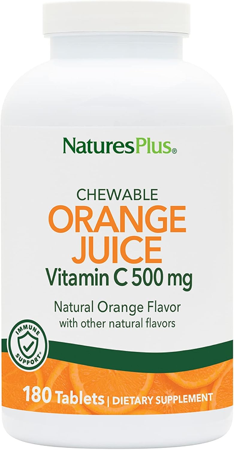 NaturesPlus Zumo de Naranja Vitamina C 500 mg - 180 Comprimidos Masticables