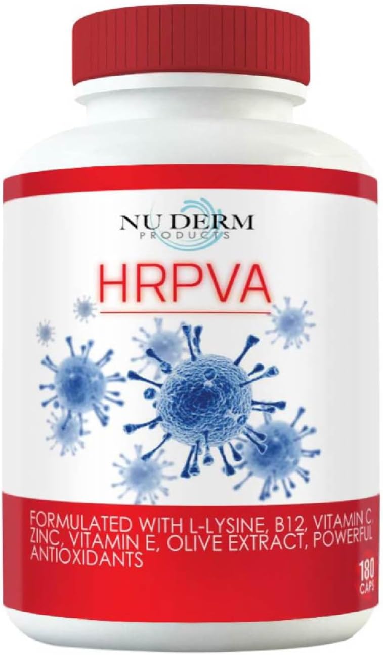 HRPVA Cold Sore Clear Skin Immune Support – Complejo B con L-lisina, Olivo, Equinácea y Vitaminas