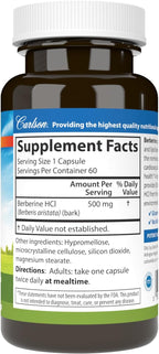 Carlson Berberina, 500 mg, 60 Cápsulas Vegetales - De origen vegetal y sostenible