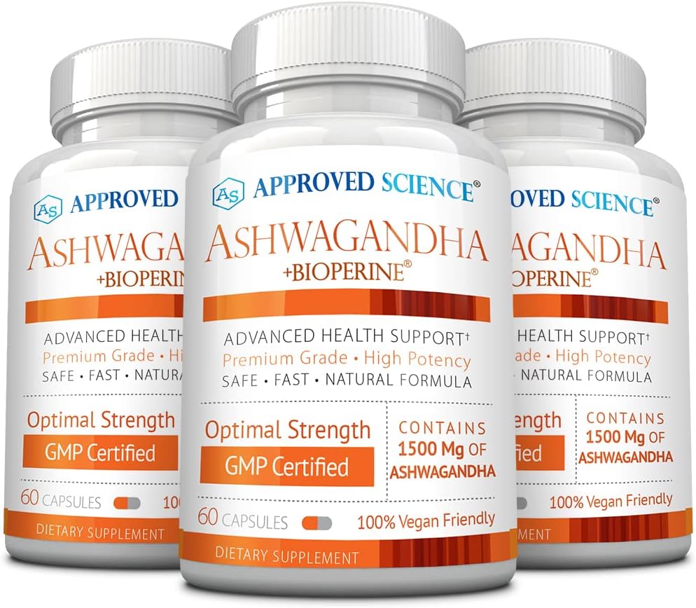 Approved Science Ashwagandha 1500mg con Bioperine® y Jengibre - 60 Cápsulas Veganas