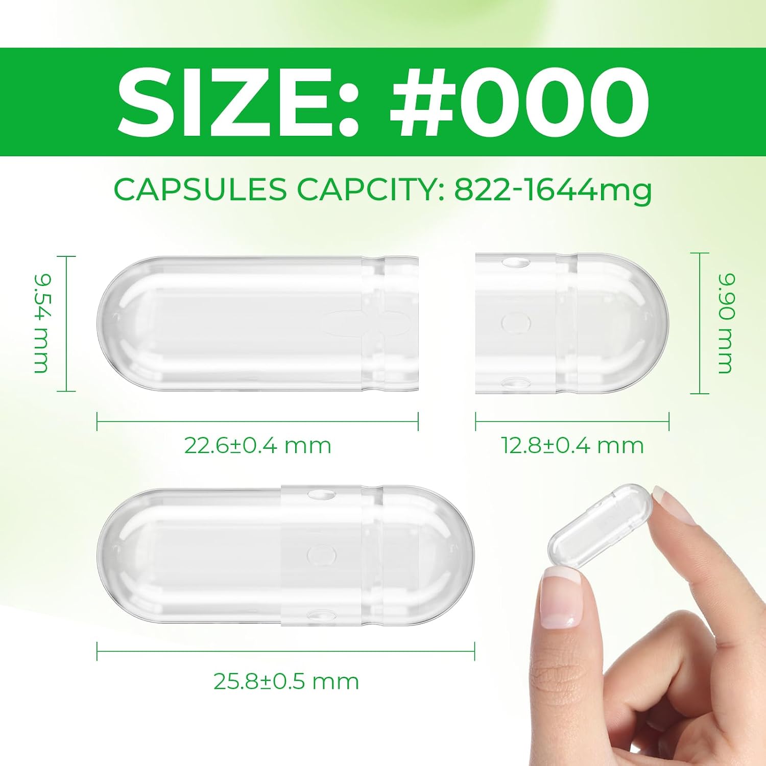 Angtai JN Cápsulas Vacías Veganas Tamaño 000 (1000 Unidades) - Kit de Llenado con 2 Cucharas - Sin Gluten, No GMO, Halal