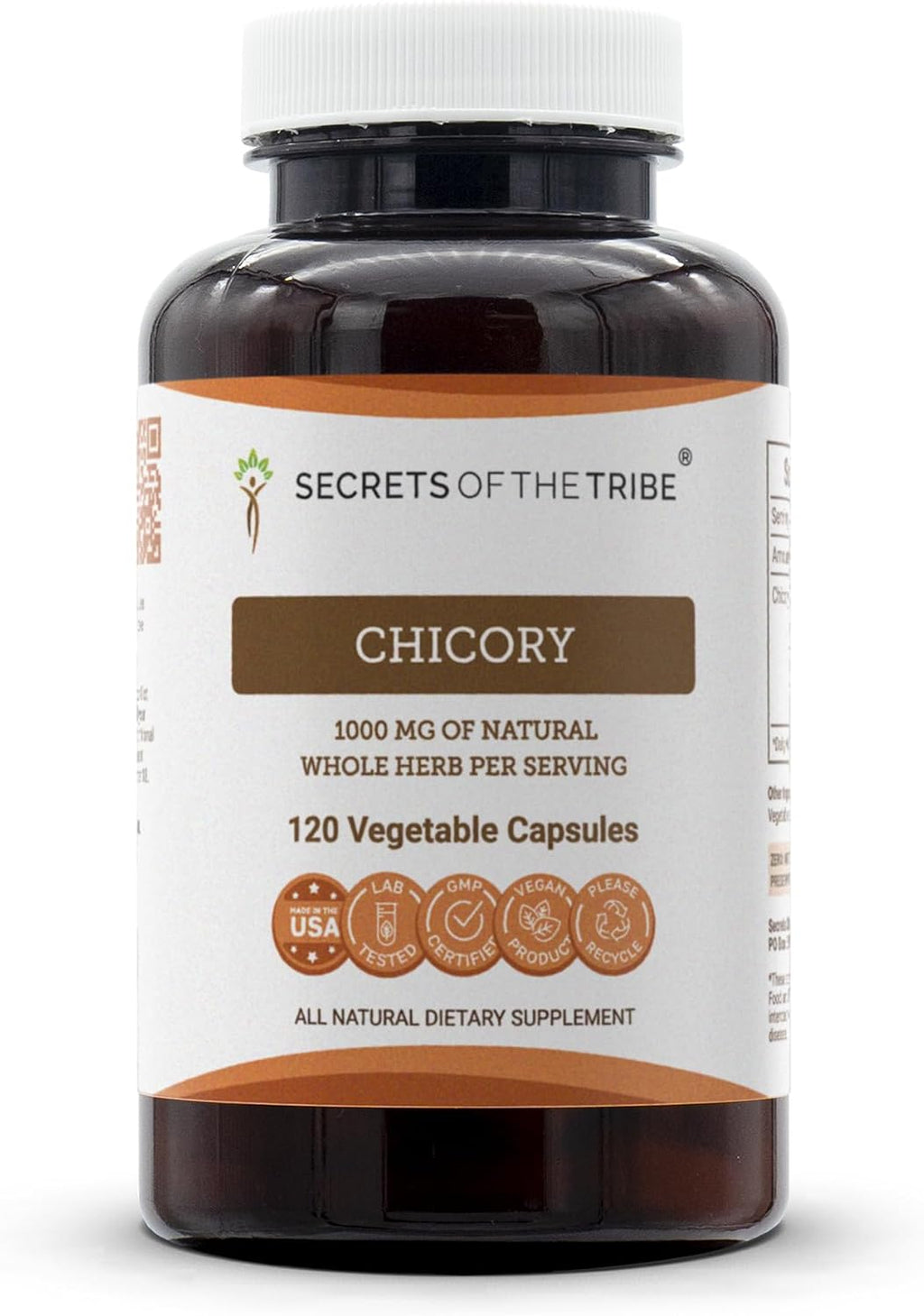 Secrets of the Tribe Achicoria 90 Cápsulas, 1000 mg, Raíz de Achicoria (Cichorium Intybus) Seca