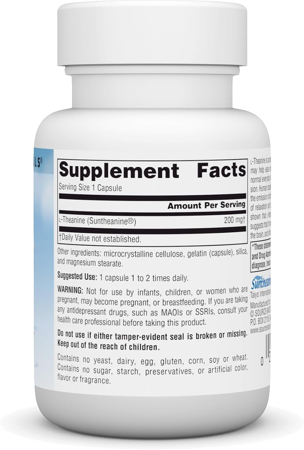 Source Naturals Serene Science L-Teanina con Suntheanine, 200 mg - 30 Cápsulas
