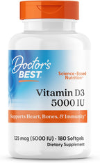 Doctor's Best Vitamina D3 5000 UI, 180 Cápsulas Blandas