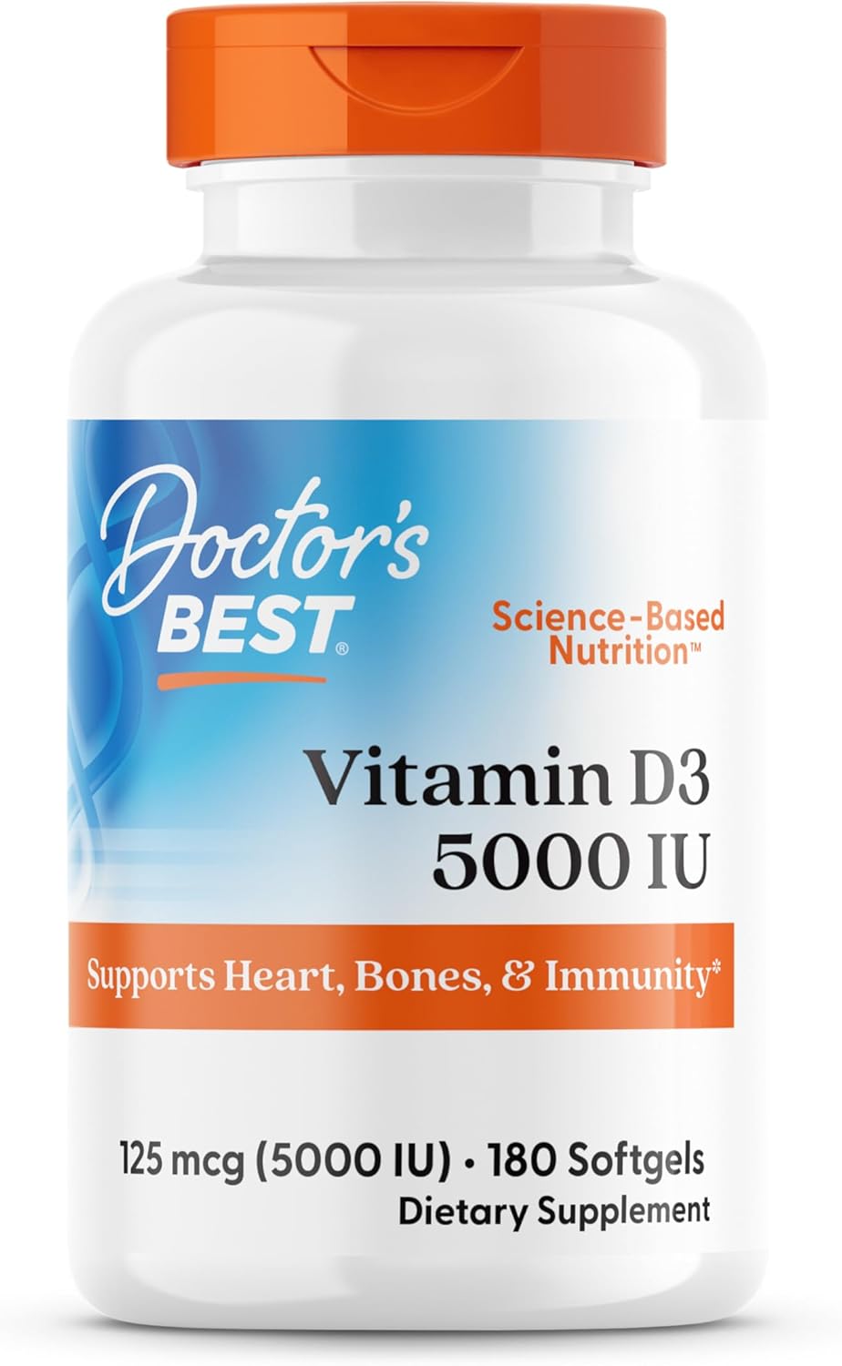Doctor's Best Vitamina D3 5000 UI, 180 Cápsulas Blandas