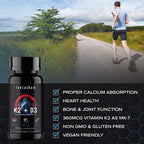 Leviathan Nutrition Vitamina D3 K2 2 en 1 | 360mcg Vitamina K2 (MK7) + Vitamina D3 5000 UI - Fórmula Vegana Orgánica
