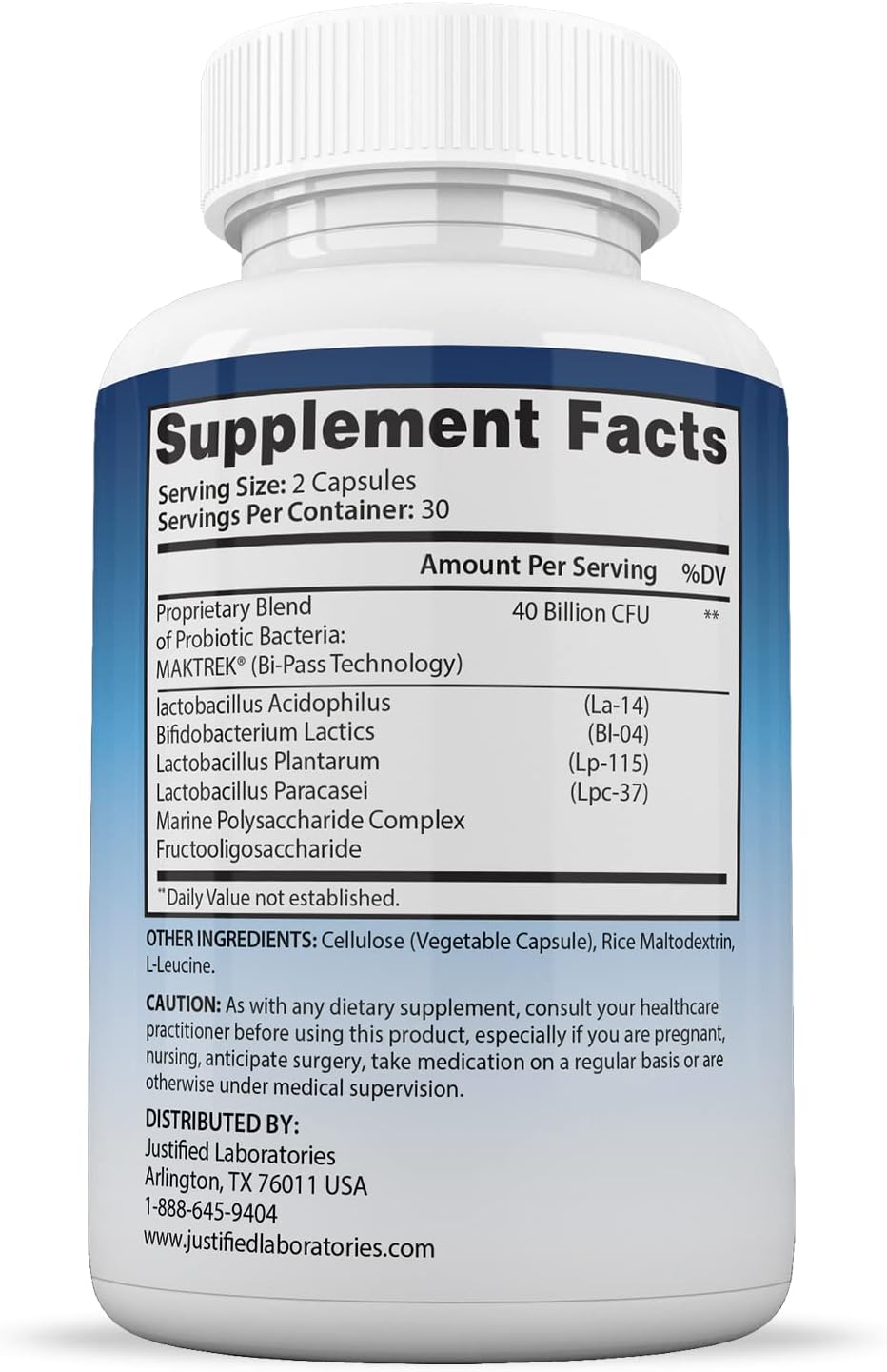 Justified Laboratories Fungus Defend Max Probiótico 40 Mil Millones UFC 60 Cápsulas