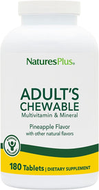 NaturesPlus Adult's Chewable Multivitamin y Mineral Sabor Piña - 90 Comprimidos (Paquete de 2) - Vegano, Sin Gluten