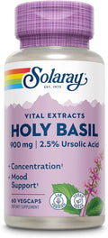 Solaray Albahaca Santa 1000 mg - Tulsi Adaptogeno con Ácido Ursólico - Suplemento Vegano