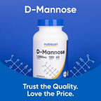 Nutricost D-Mannose 1000mg por dosis, 120 cápsulas - 500mg por cápsula, Salud del tracto urinario, No transgénico y sin gluten