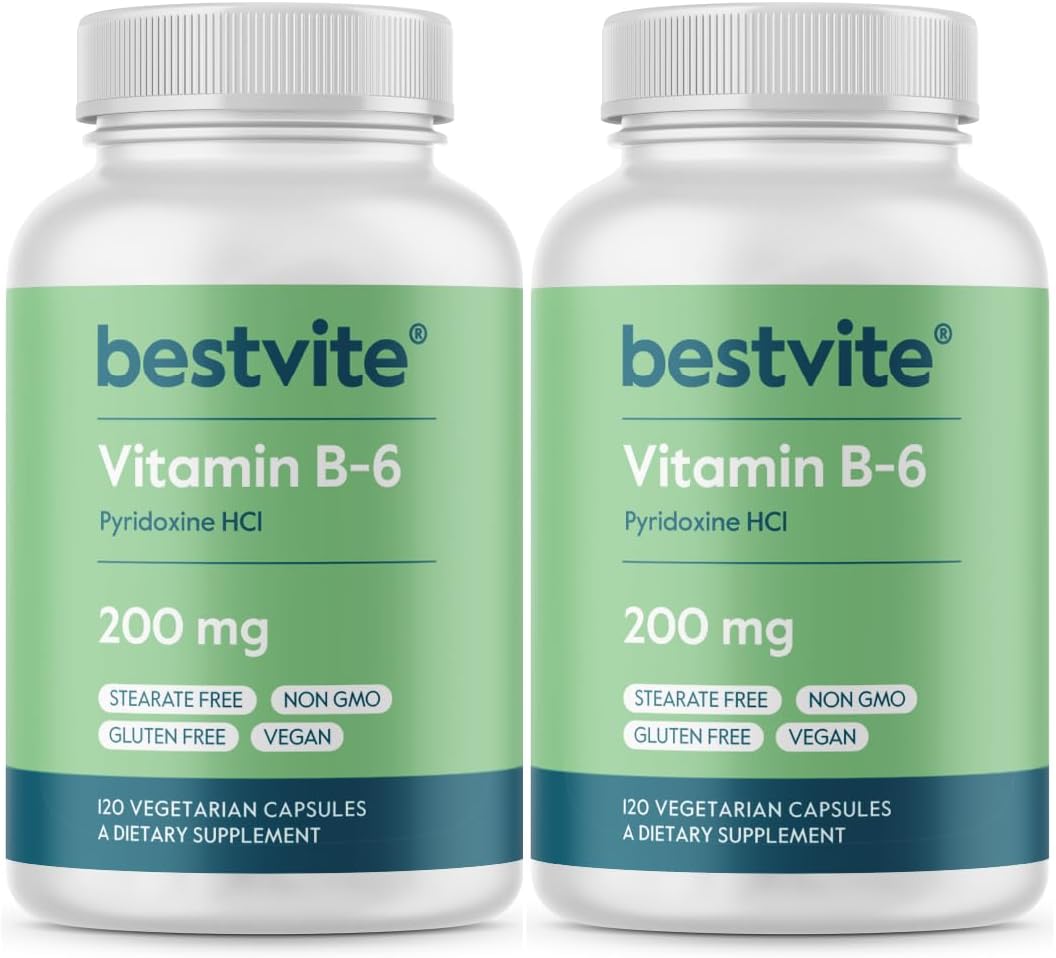 BESTVITE Vitamina B-6 200 mg, 240 Cápsulas Vegetales (Pack de 2)