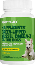 HappiJoints Aceite de Mejillón de Labio Verde con Omega-3 para Perros (60 Cápsulas Blandas)