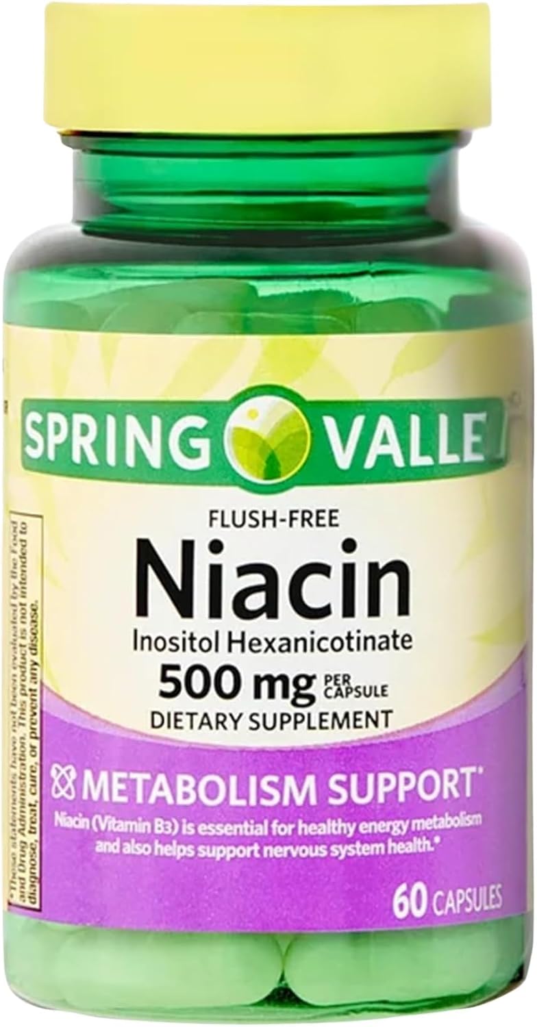Niacina Sin Enrojecimiento 500 mg – 60 Cápsulas, Suplemento de Vitamina B3 Niacinamida, Nicotinamida 500 mg, Vitaminas B3 para Hombres y Mujeres, Sin Gluten (Paquete de 1)