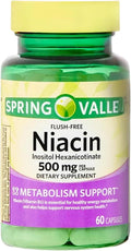 Niacina Sin Enrojecimiento 500 mg – 60 Cápsulas, Suplemento de Vitamina B3 Niacinamida, Nicotinamida 500 mg, Vitaminas B3 para Hombres y Mujeres, Sin Gluten (Paquete de 1)