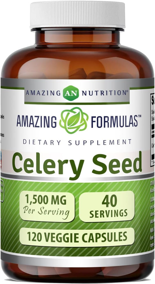 Amazing Formulas Extracto de Semilla de Apio - 1500 mg por Dosis - 120 Cápsulas Vegetales