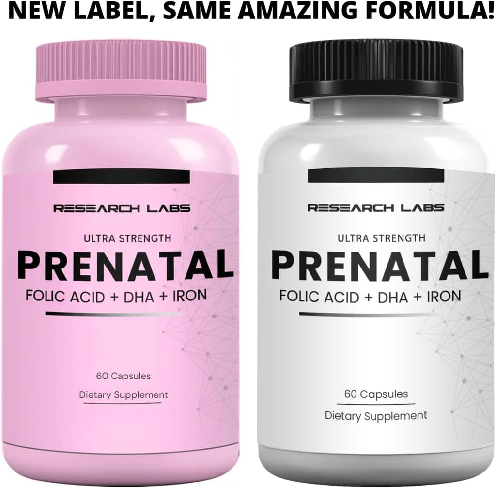 Research Labs Vitaminas Prenatales con Metilfolato y DHA - 60 Cápsulas