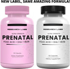 Research Labs Vitaminas Prenatales con Metilfolato y DHA - 60 Cápsulas