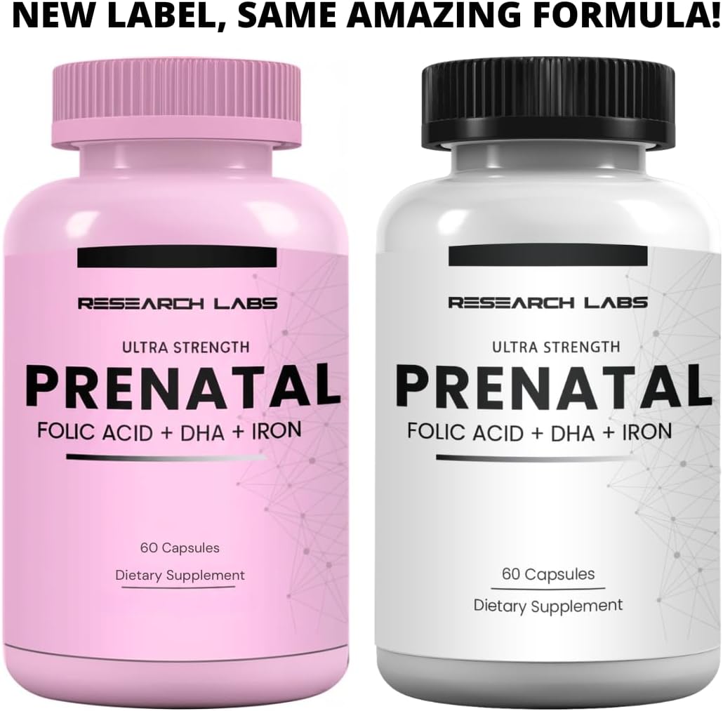 Research Labs Vitaminas Prenatales con Metilfolato y DHA - 60 Cápsulas