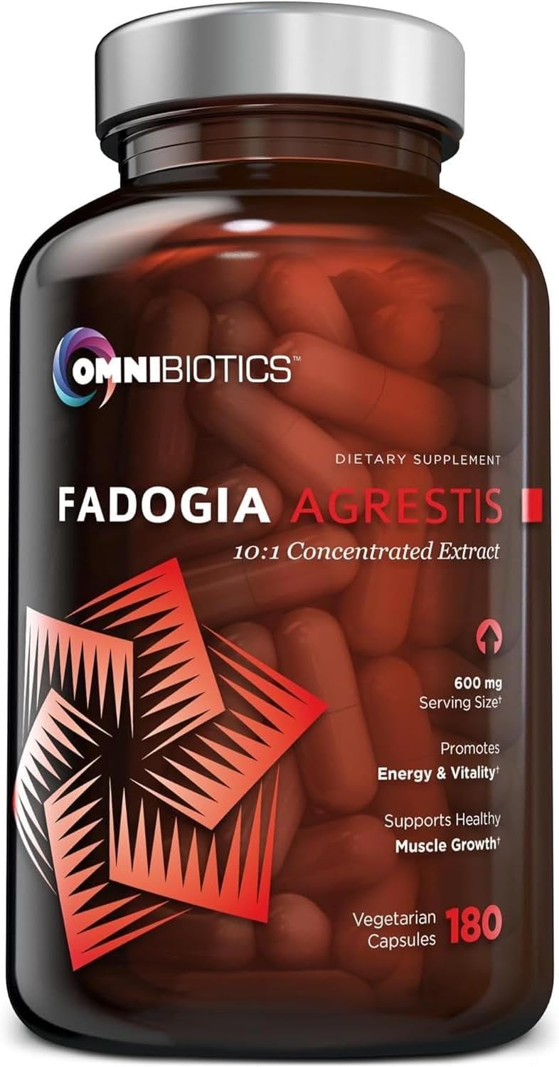 OmniBiotics Fadogia Agrestis 600mg por ración (180 cápsulas) - Extracto estandarizado 10:1 para apoyo muscular y rendimiento deportivo