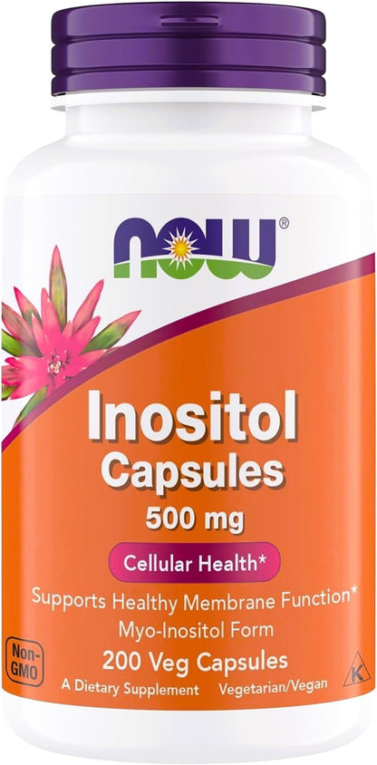 NOW Foods Inositol 500 mg - 200 Cápsulas Vegetales – Image 1