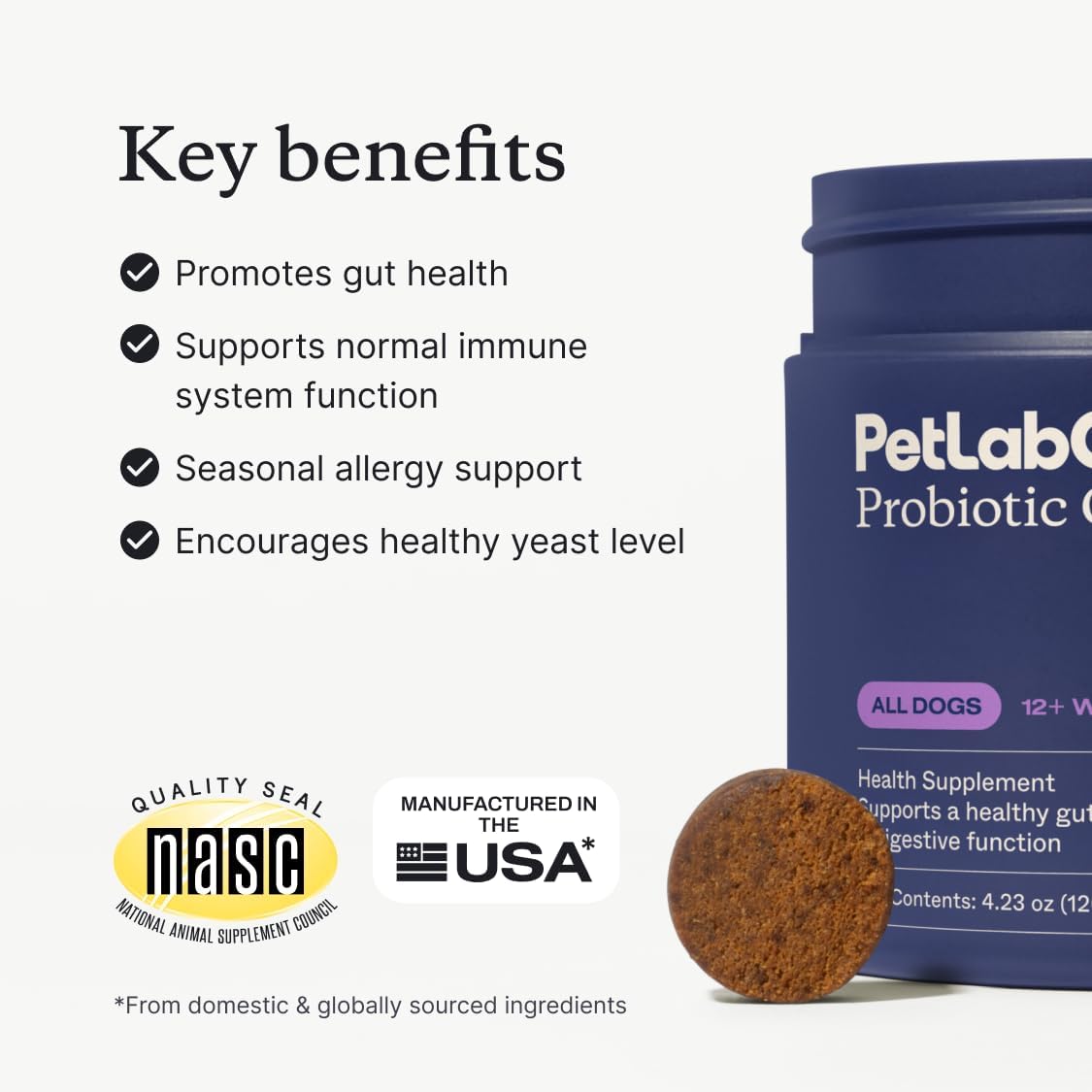 PetLab Co. Probióticos para Perros – Sabor Salmón – 30 Masticables Blandos