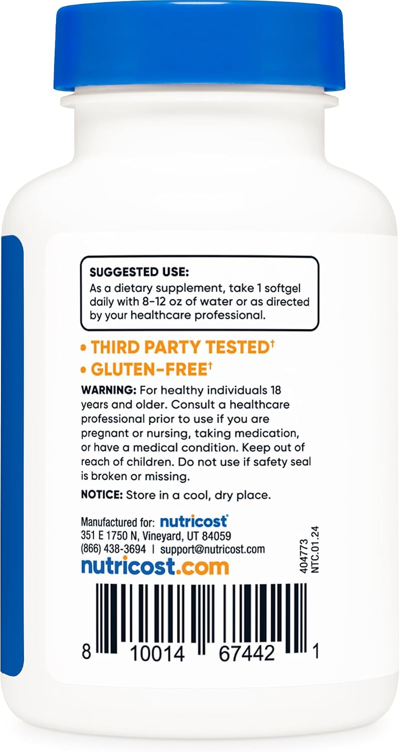Nutricost Vitamina D3 1000 UI - 240 Cápsulas Blandas