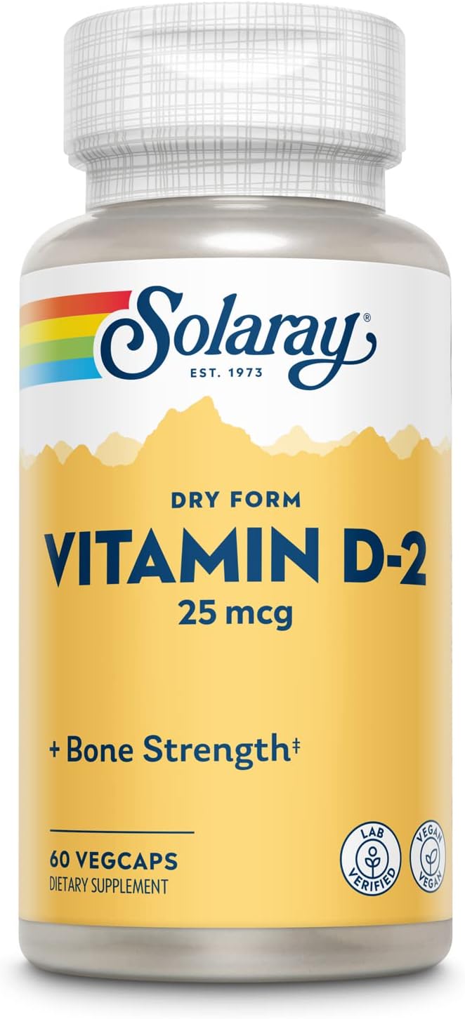 SOLARAY Vitamina D-2, Cápsula Vegetal, 1000 UI, 60 Cápsulas