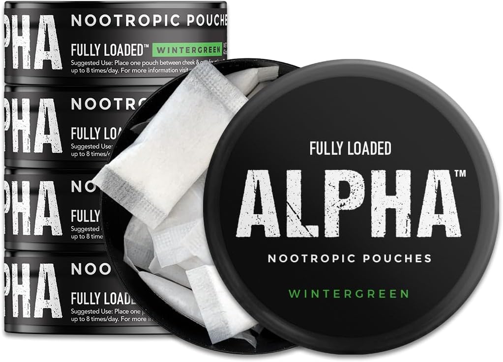 Fully Loaded Alpha Nootropic Pouches (Wintergreen) - 5 Latas - 15 Bolsitas por Lata