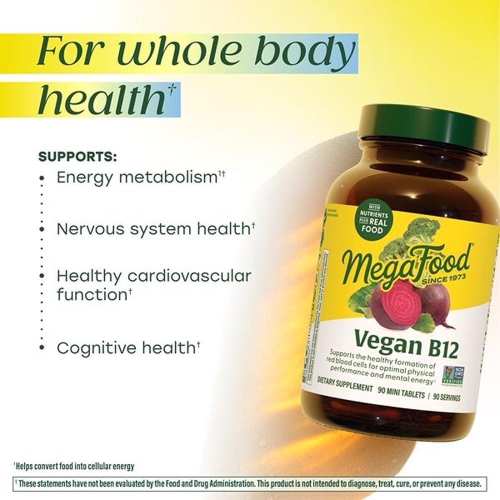 MegaFood Vegan Vitamin B12 with B6, B12 & Folic Acid - 30 Mini Tablets