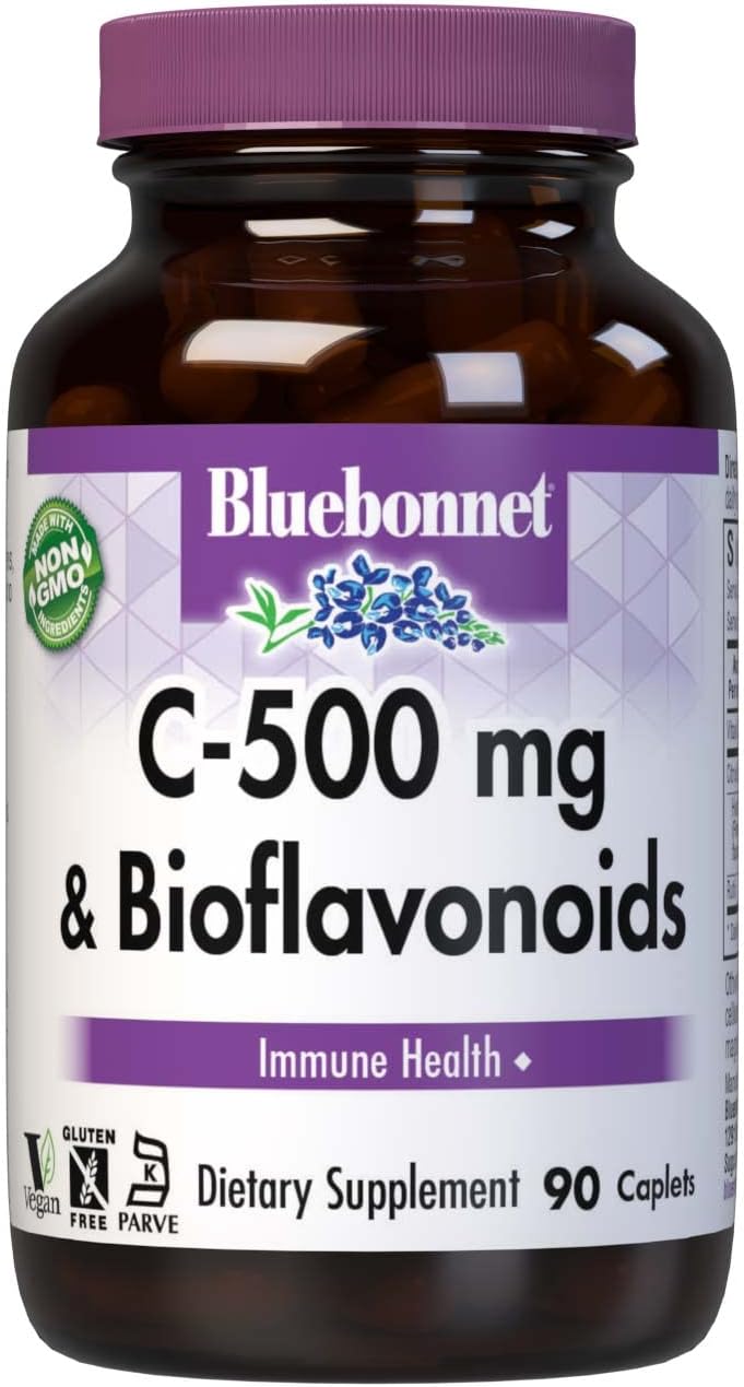 Bluebonnet Vitamin C 500 mg with Bioflavonoids, 90 Caplets