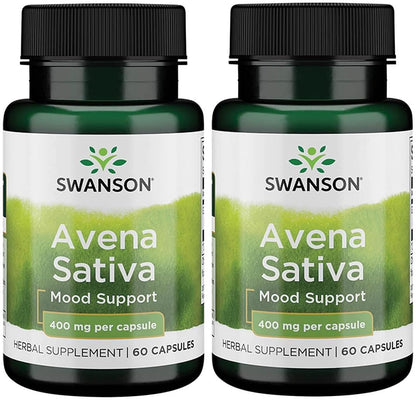 Swanson Full Spectrum Avena Sativa (Green Oat Grass) - 400mg, 60 Cápsulas (2 Envases) – Image 1