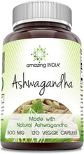 Amazing India Ashwagandha 500 mg | 120 Cápsulas Veganas | Sin OGM, Sin Gluten