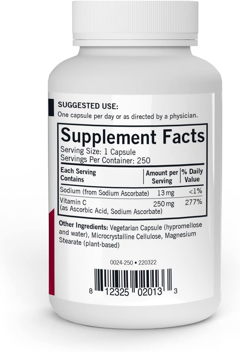Kirkman Vitamin C 250 mg - 250 Capsules - Antioxidant - Immune Health - Hypoallergenic